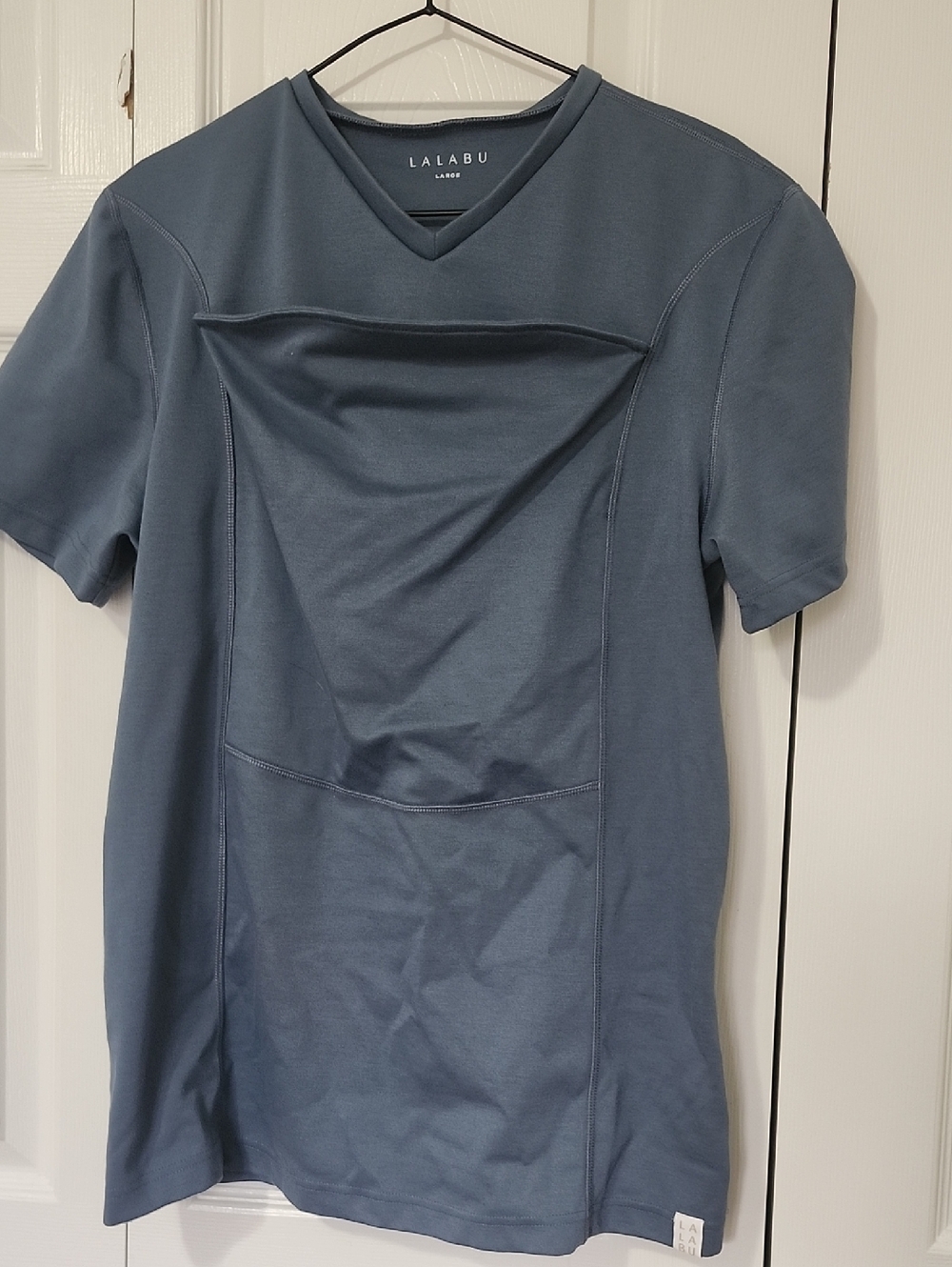 Lalabu  Slate Blue V-Neck Shirt To Carry Newborn